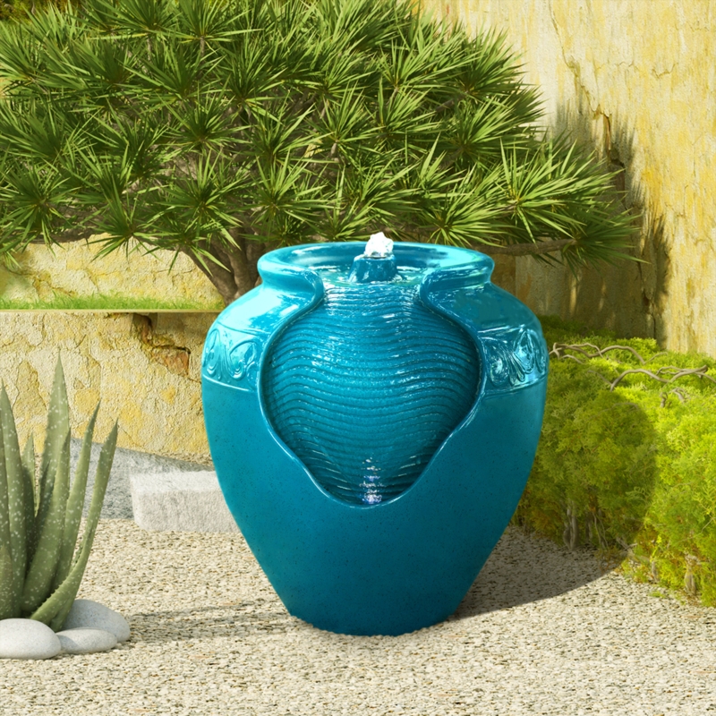 16.93" Outdoor Water Fountain with LED Lights