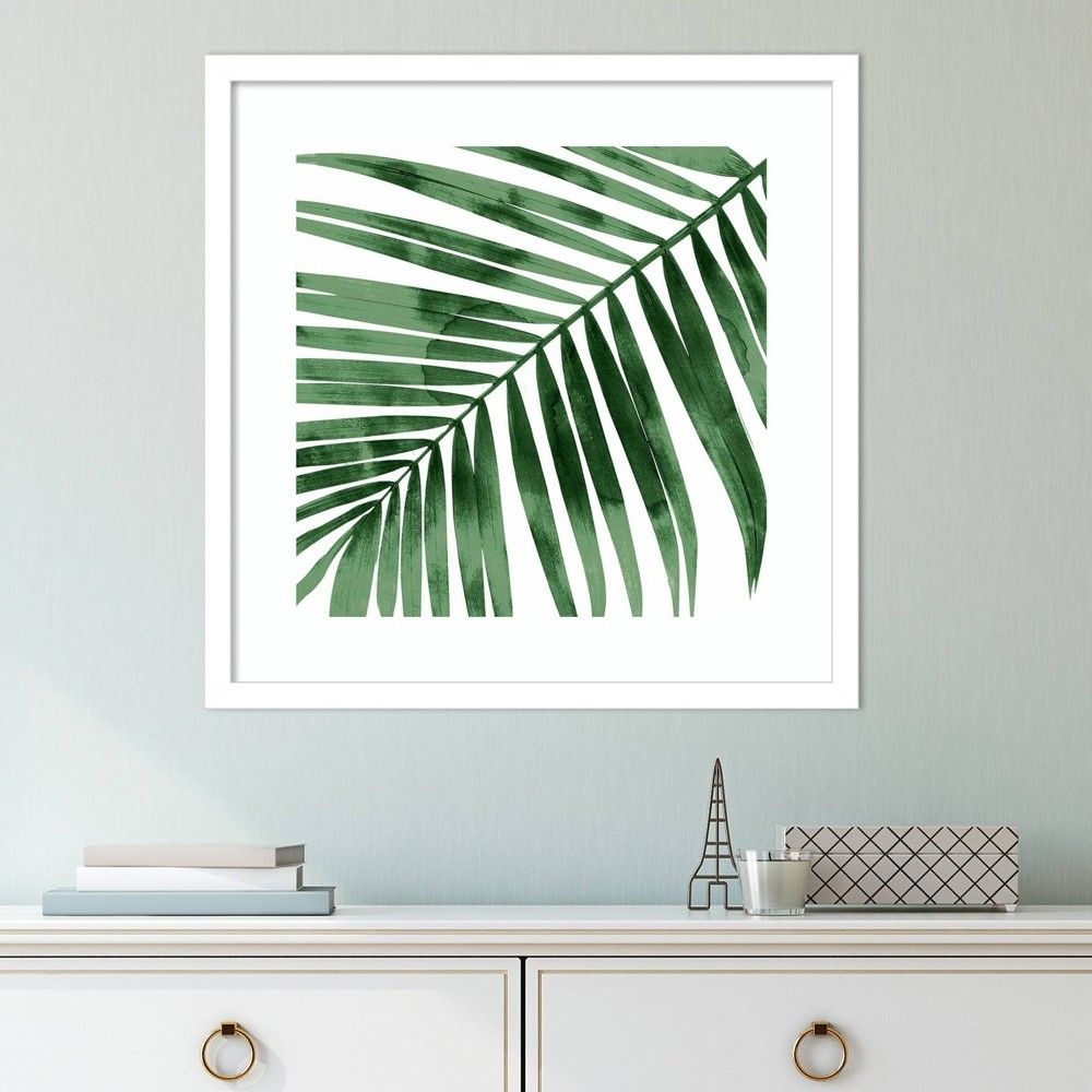 19" x 19" Tropical Green Palm I by Melonie Miller Framed Wall Art Print White - Amanti Art