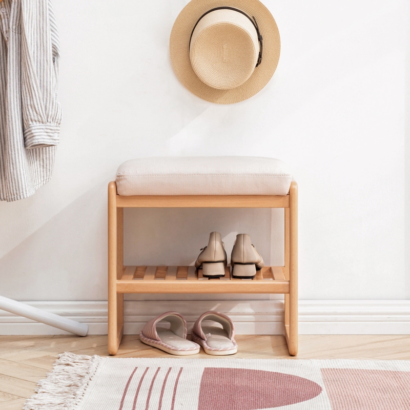 2 Pair Solid Wood Shoe Storage Bench