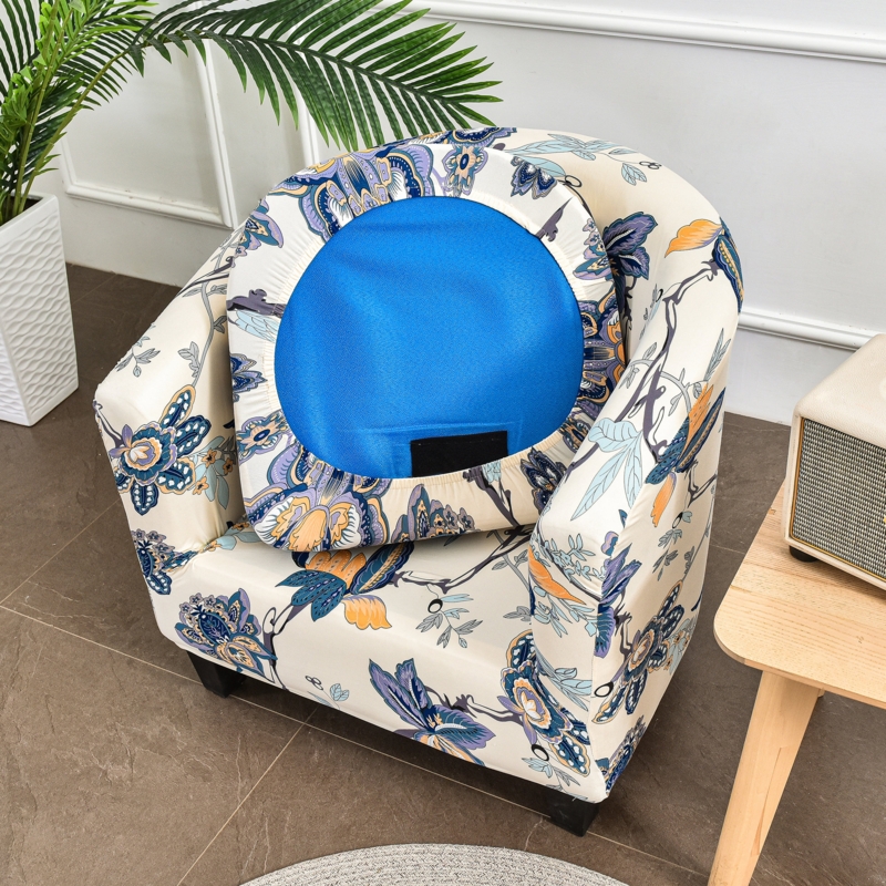 2-Piece Club Chair Slipcover, Printed Tub Chair Slipcover, Printed Round Barrel Chair Covers Couch