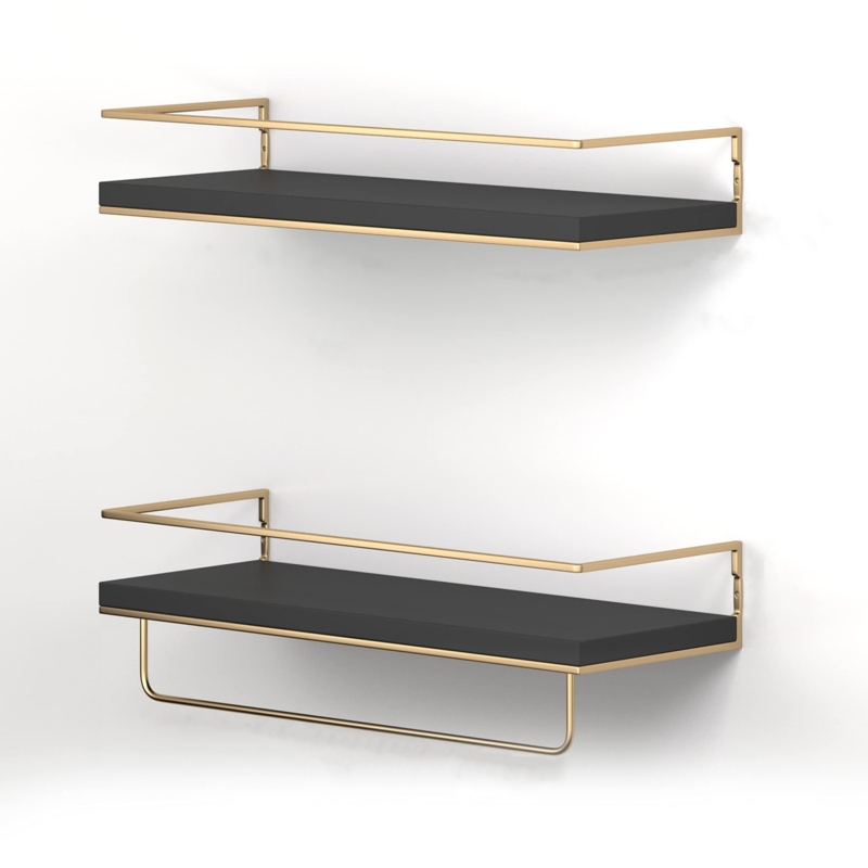 2 Piece Floating Shelf with Towel Bar