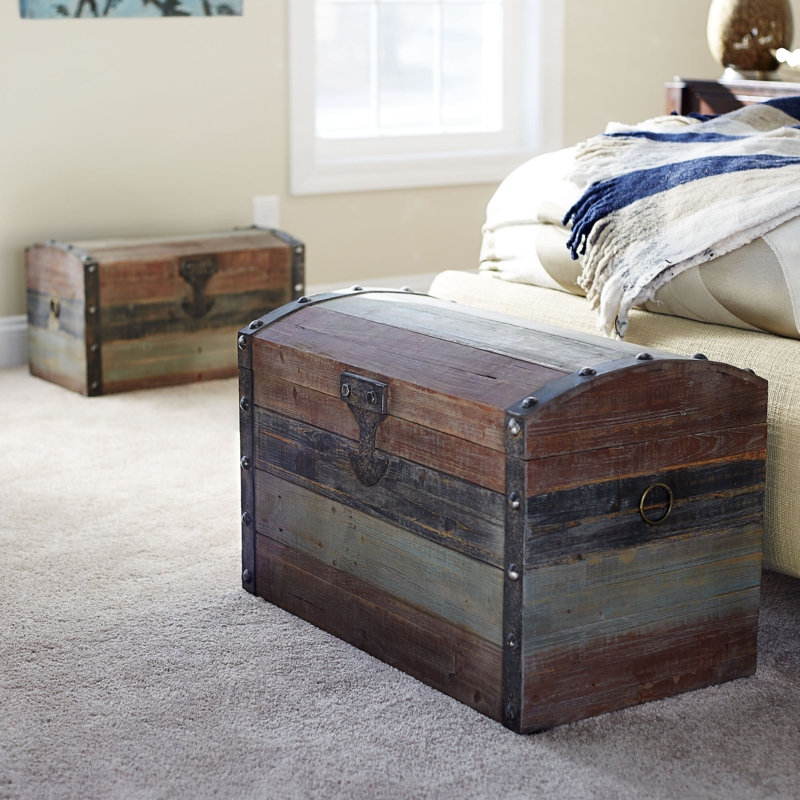 2 Piece Wood Vintage Trunk