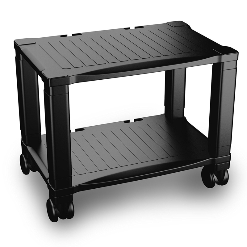 2-Tier Office Desk Organizer Rolling Cart - Compact Portable Under-Desk Storage