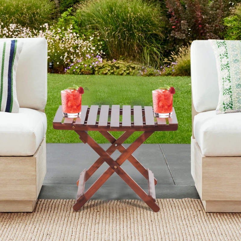 20'' Solid Wood Square Portable Folding Table