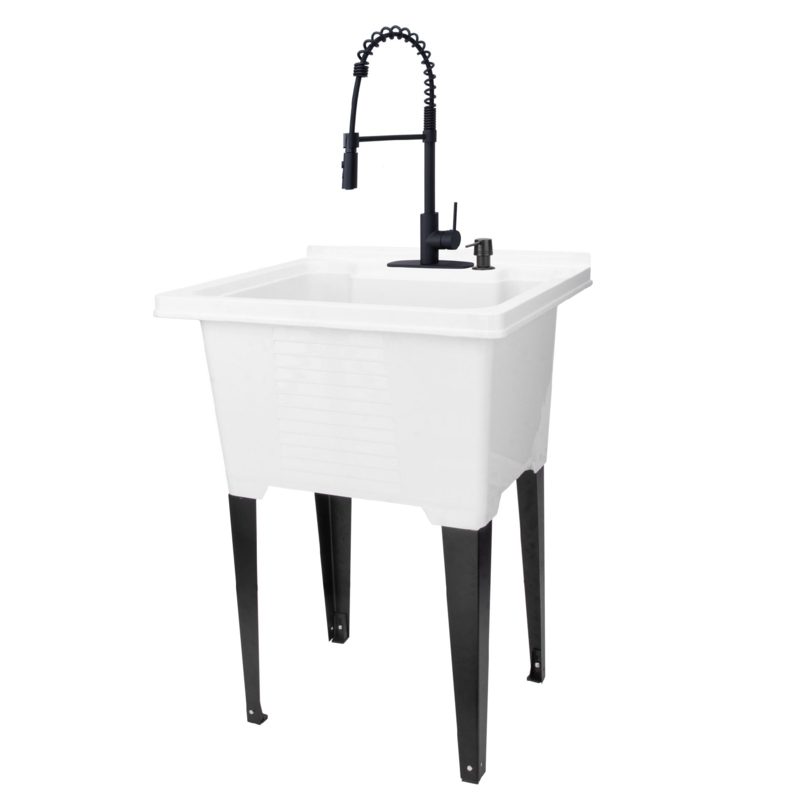 21.5'' L x 25'' W Free Standing Laundry Sink with Faucet