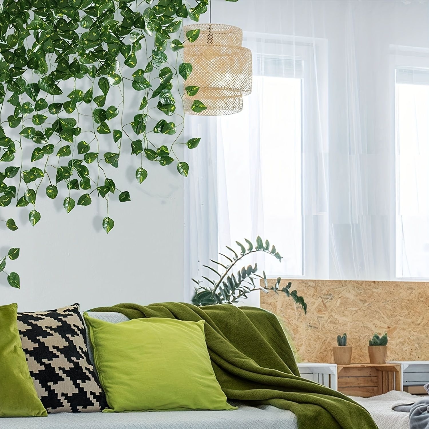 24pcs, Artificial Ivy Green Gardens, Fake Vines Hanging Plants For Room And Bedroom Wall Decoration, Green Leaves For Jungle Themed Party And Wedding Decoration, Christmas, 84 Inches