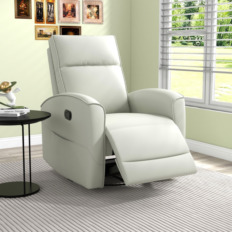 30.7'' Wide Modern and Overstuffed Soft Vegan Leather Manual Swivel and Rocker Recliner