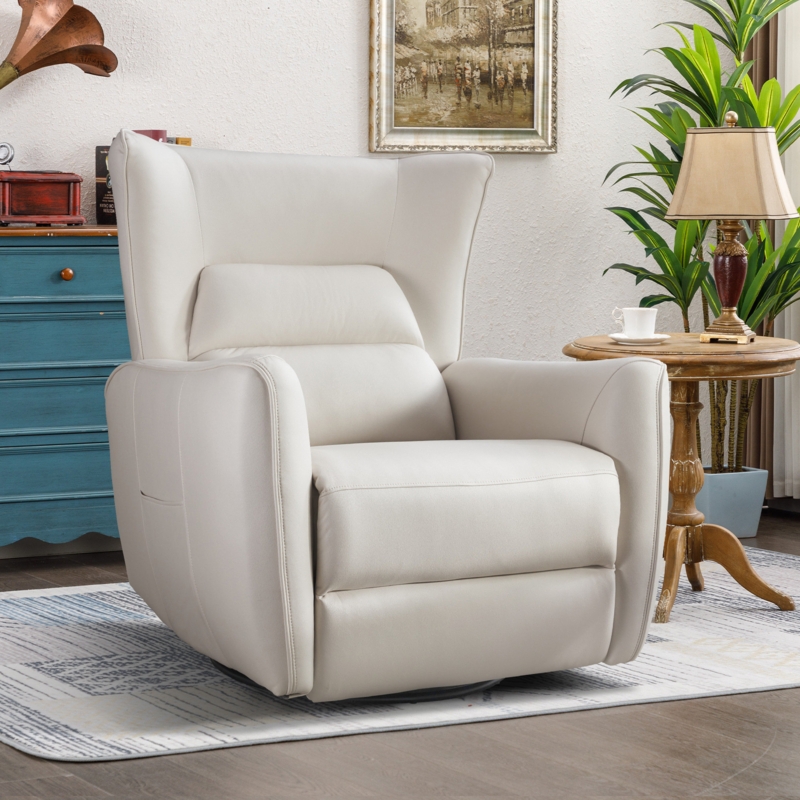 35.8'' Wide Modern and Soft Power Swivel and Rocker Recliner with Wide Backrest