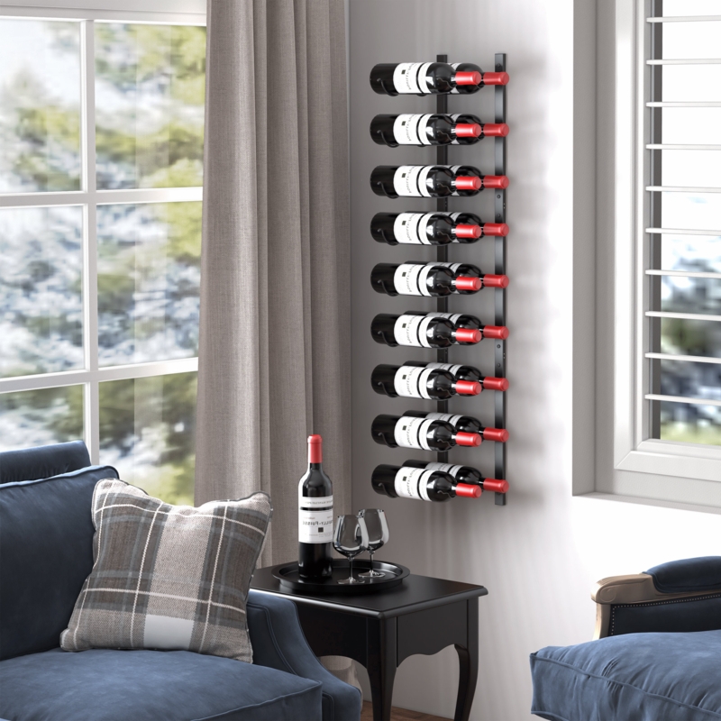 36 Bottle Wall Mounted Wine Bottle Rack in Black