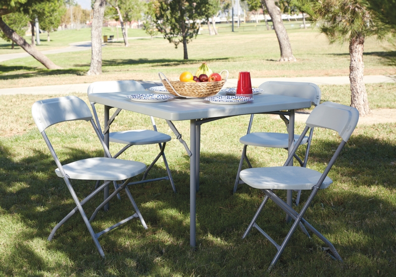 36'' Square Portable Folding Table with 4 Chairs