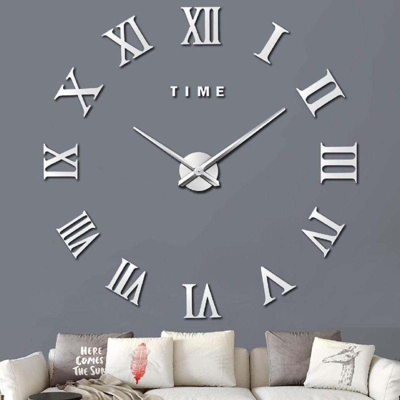 3D Wall Clock, Giant Roman Numerals Clock Framele Wall Clock