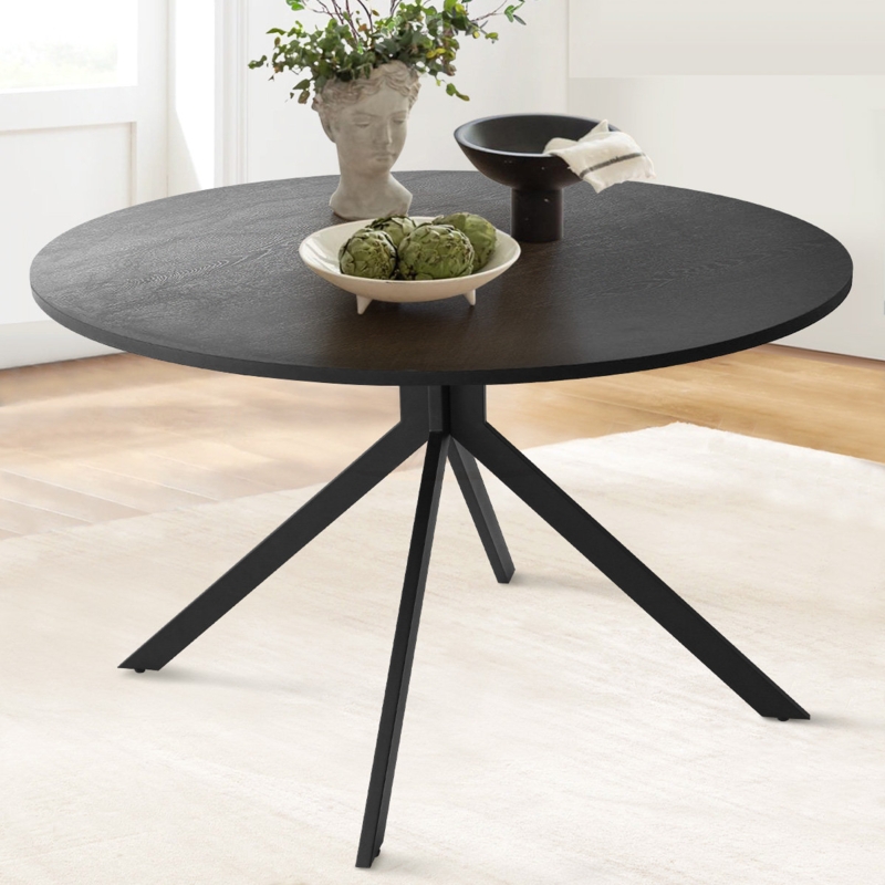 43" Round Black Dining Table