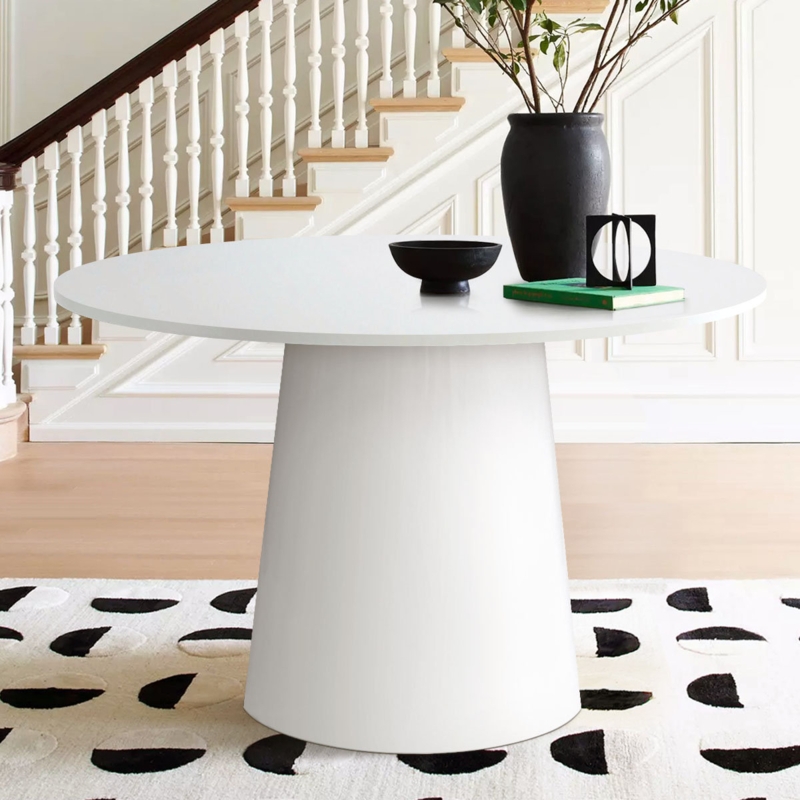 46" Black Round Pedestal Dining Table