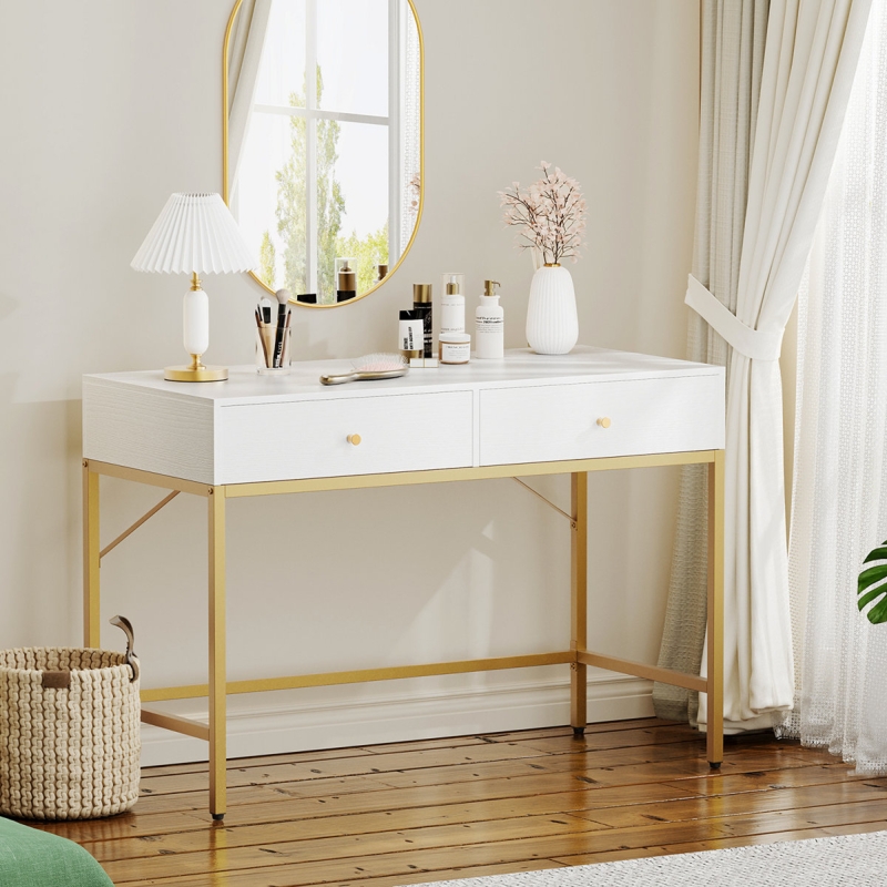 47" Vanity Desk Makeup Dressing Table with 2 Drawers for Bedroom