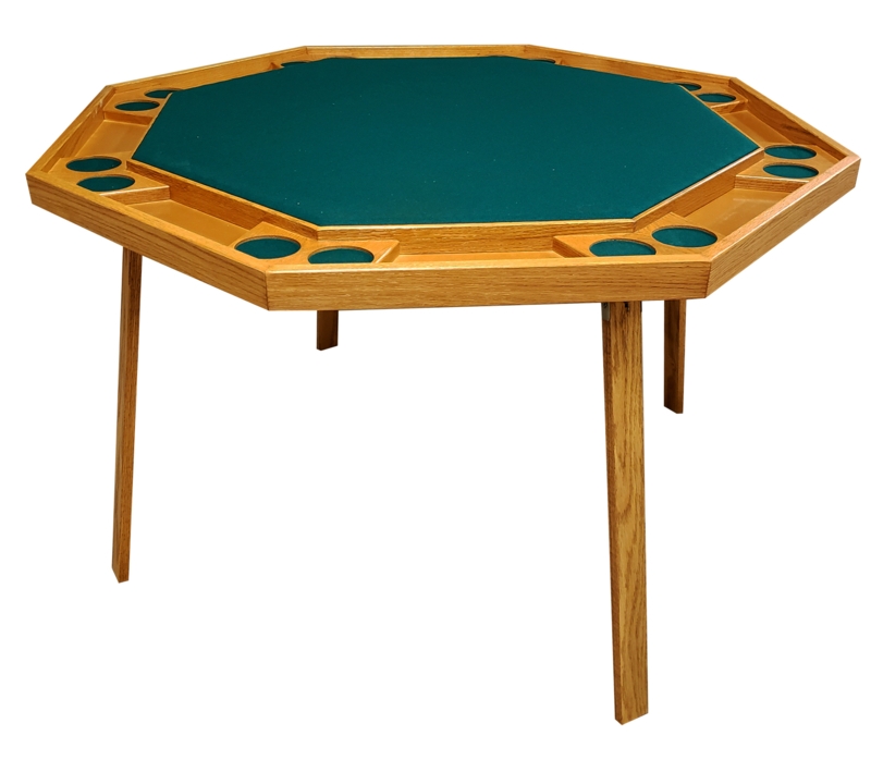 52" 8-Player Oak Poker Table with 4 Kestell Chairs