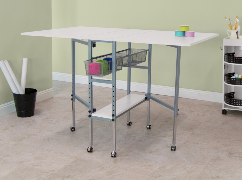 58.75'' x 36.5'' Foldable Sewing Table with Sewing Machine Platform and Wheels