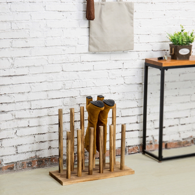 6 Pair Wooden Boot Shoe Storage