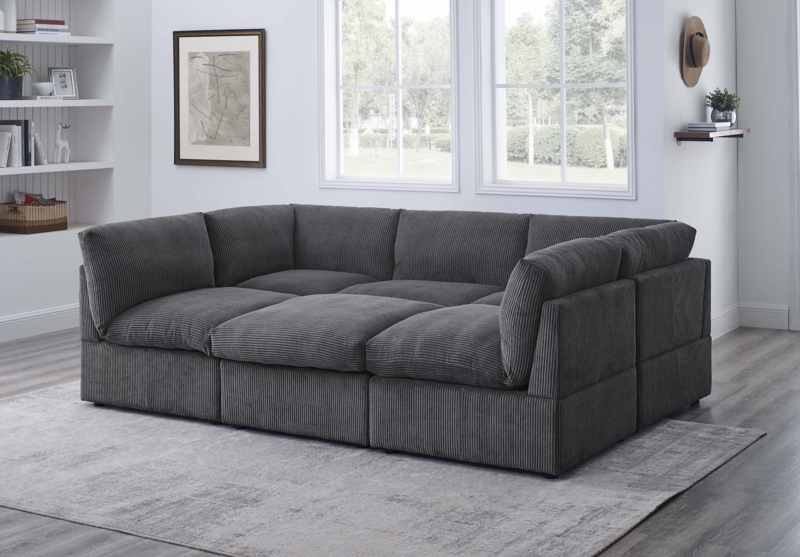 6 - Piece Corduroy Sectional