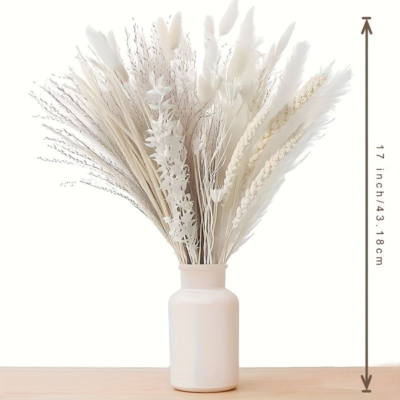 65 Piezas De Decoracin De Hierba De Pampa Blanca, Ramo De Hierba De Pampa Natural, Ramo De Flores Secas Esponjosas Para Decoracin Del Hogar Boho, Arreglos Florales De Boda, Decoraciones