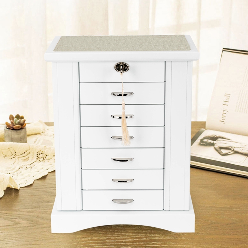7-layer Large Volume Jewelry Box With Mirror