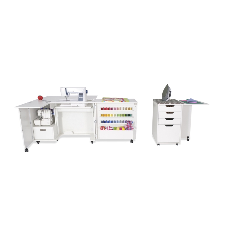 70.62'' x 59.87'' Foldable Sewing Table with Sewing Machine Platform and Wheels