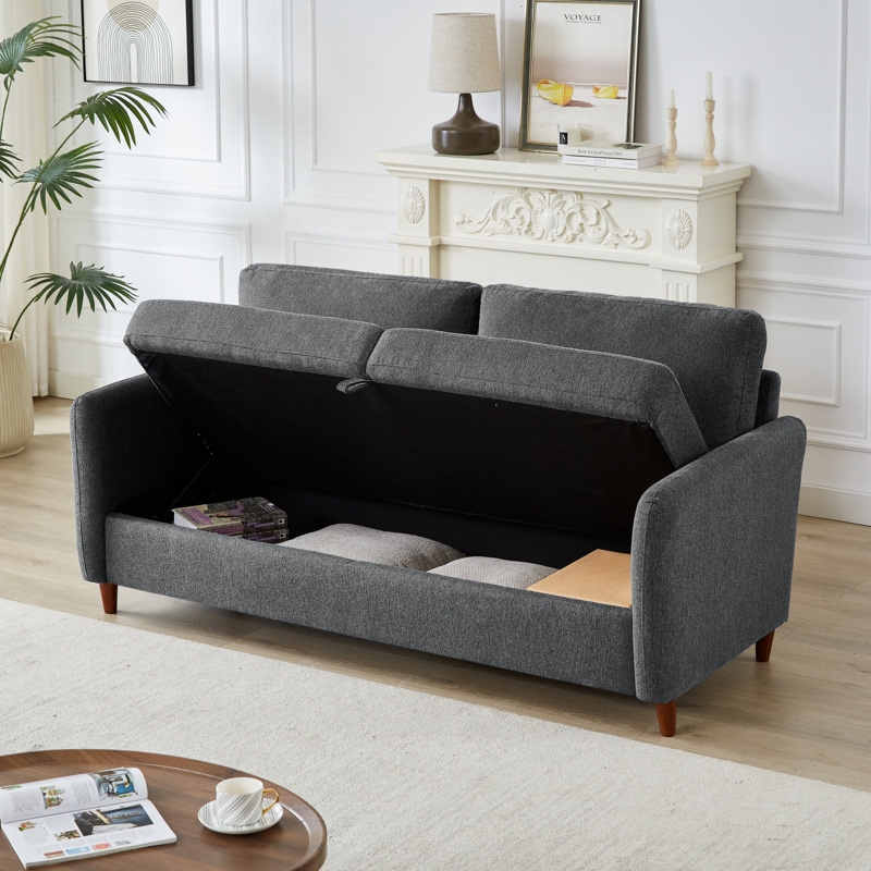 72.5'' Linen Flared Arm Sofa with Storage