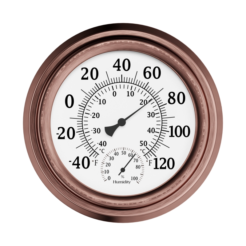 8-Inch Wall Thermometer - Decorative Indoor and Outdoor Temperature and Hygrometer Gauge