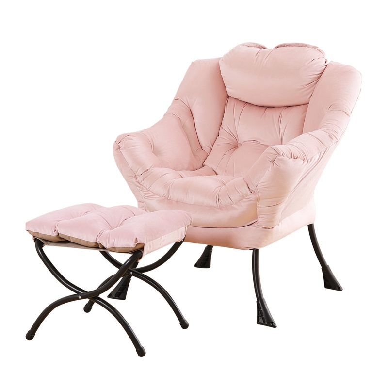 Abramson Lazy Chair with Ottoman, Modern Accent Leisure Upholstered Sofa Chair