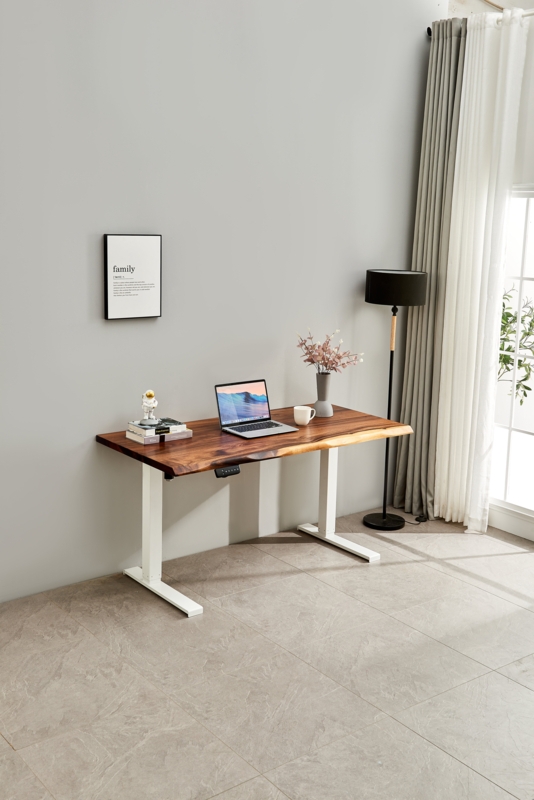 Adjustable Standing Desk with South American Walnut, Live Edge Desk