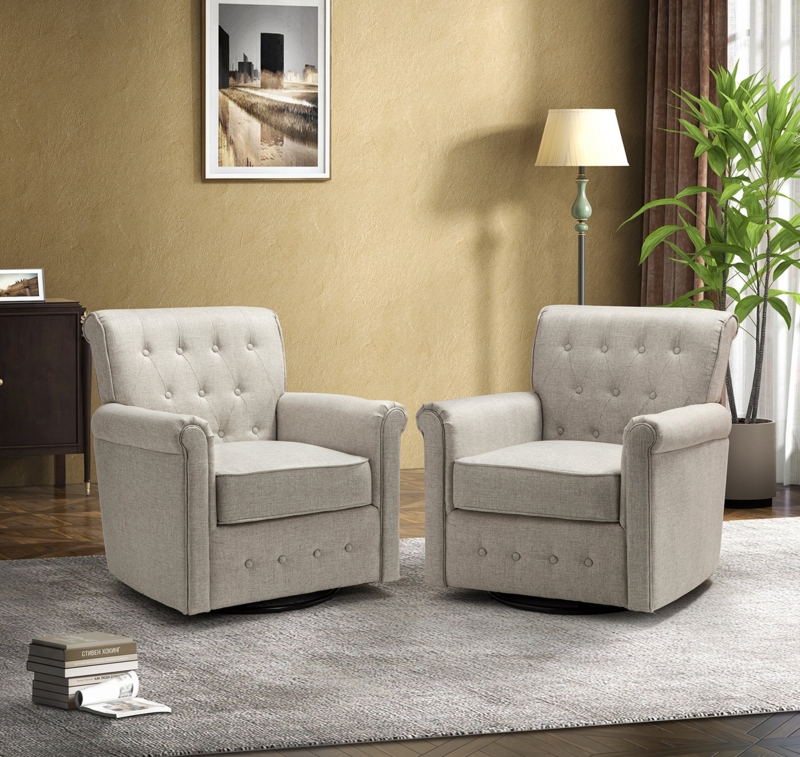Adlie 33'' Wide Swivel Armchair with Tufted Back