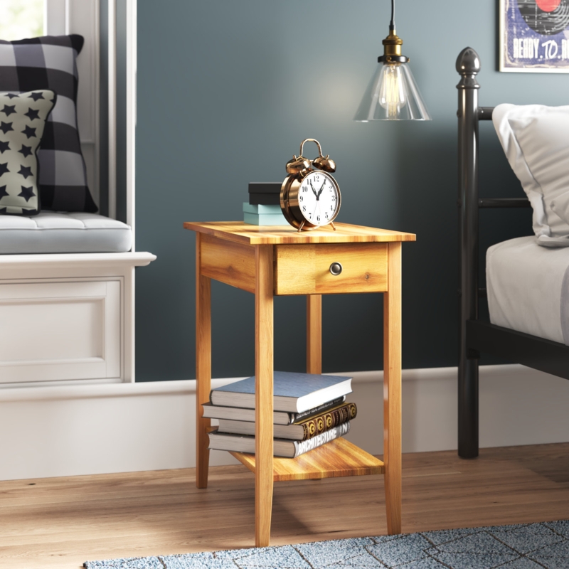 Aiydan Solid Wood Top End Table with Storage