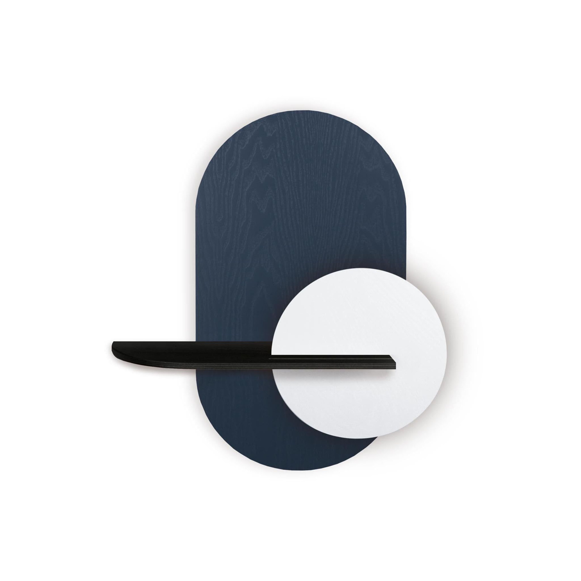 Alba wall shelf DUO  Blue oval - Black / Sun / White