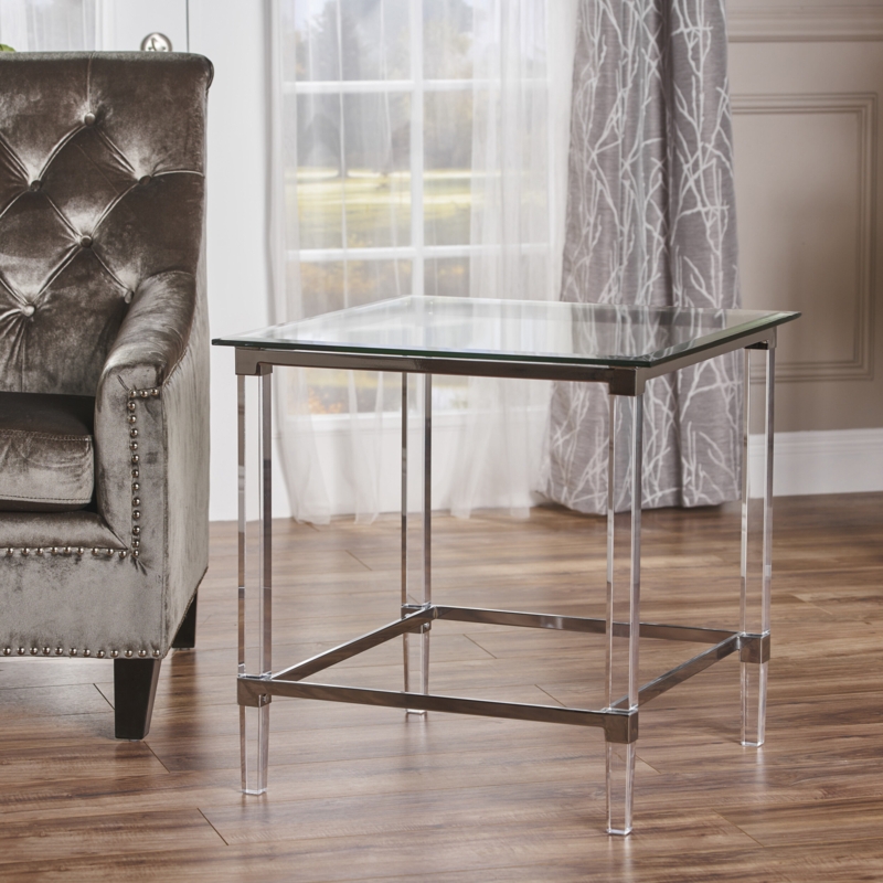 Aleah Glass Top End Table