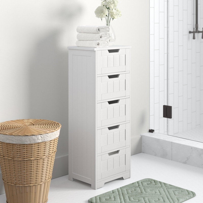 Alicyn 15.7" W x 40.1" H x 11.8" D White Free-Standing Linen Cabinet