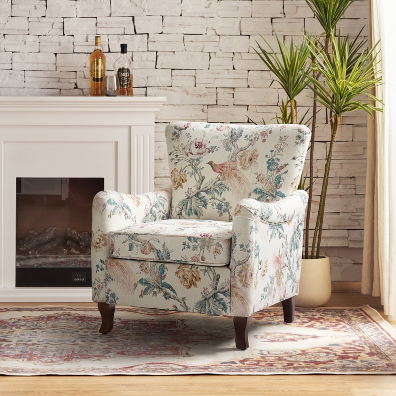 Alikah Armchair with Floral Fabric Pattern