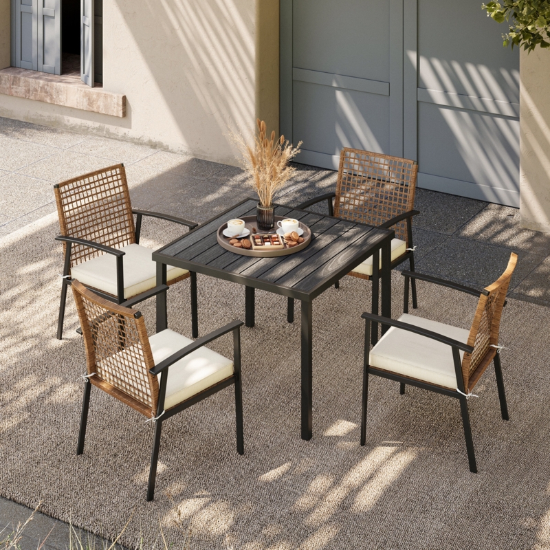 Aljaquan 4 - Person Square Outdoor Dining Set with Cushions