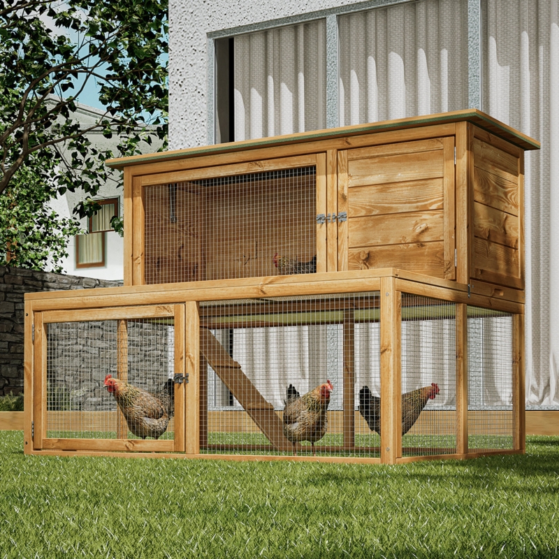 Amarian Wooden Chicken Coop Rabbit Hutch Hen Cage with Ramp and Run Area