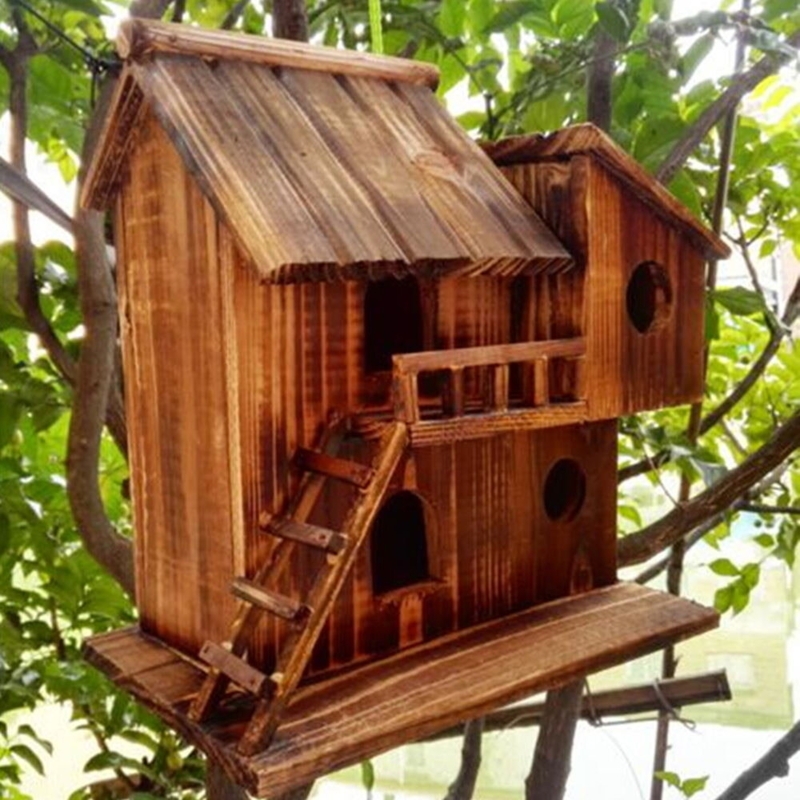 Ambrasia Pet Bird Wooden Hanging Cage House