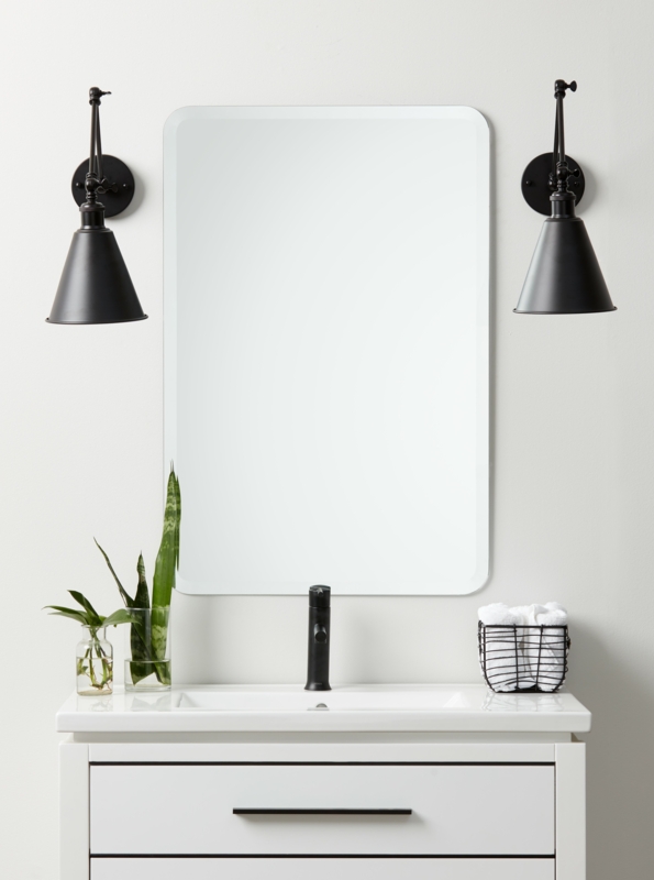 Amoriah Rounded Corner Modern Beveled Frameless Bathroom / Vanity Mirror