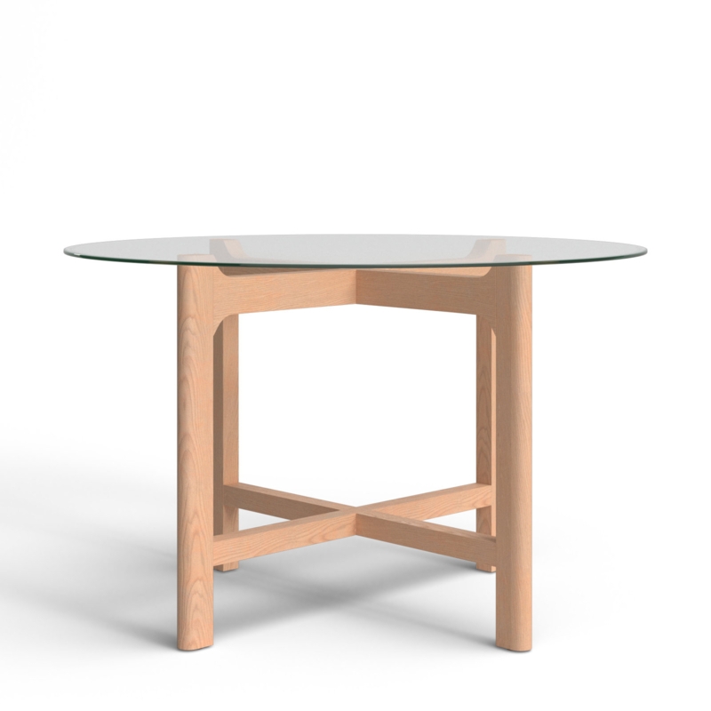 Angelou Round Glass Top Solid Wood Base Dining Table