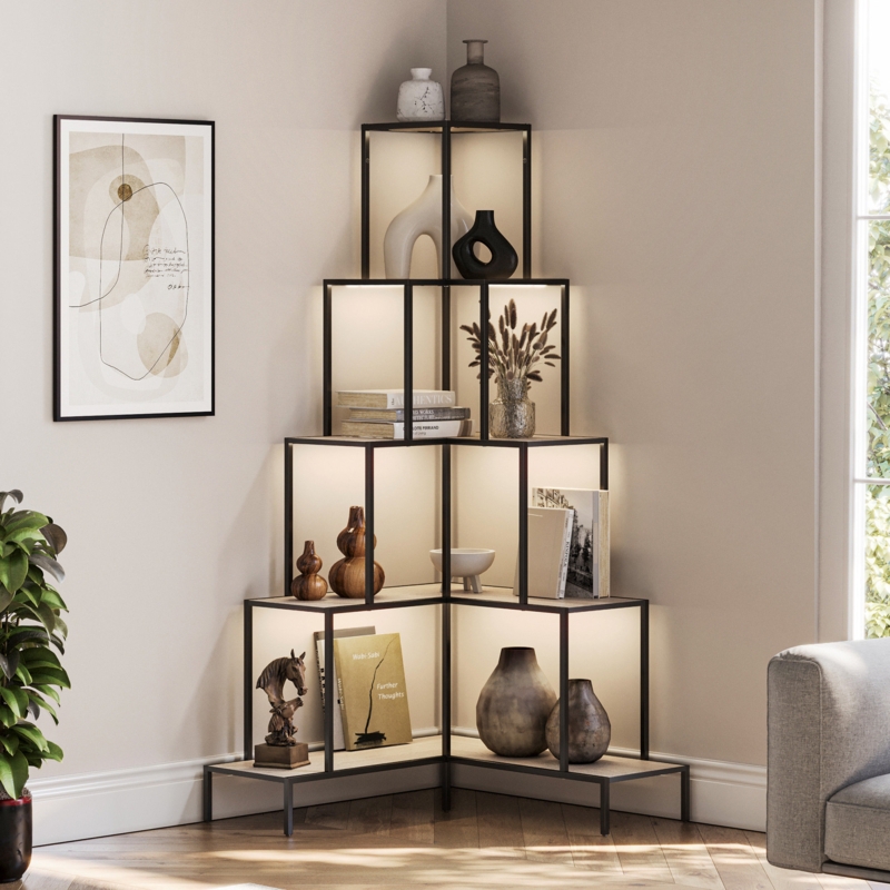Annalotta 66'' H 5-tier Metal Corner Bookshelf Bookcase