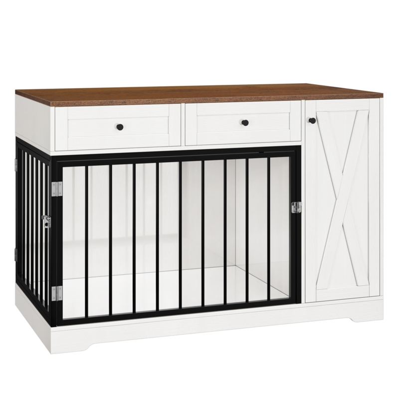 Ansel 47.24W Big Furniture Style Wooden Large Dog Crate Furniture, Dog Kennel Cage Indoor