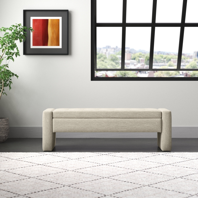 Anthonique Fabric Upholstered Storage Ottoman, Storage Bench