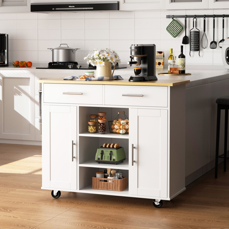 Aralynne Wood Kitchen Island Cart