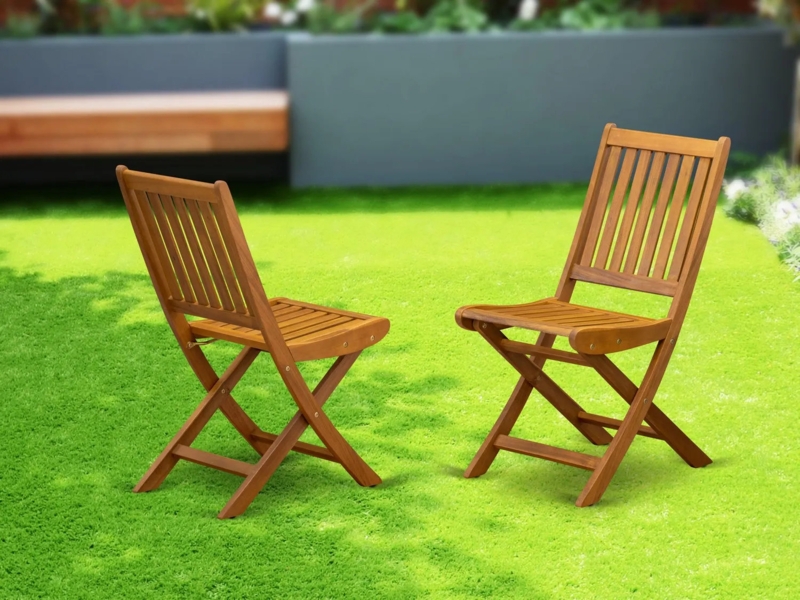 Arballo Folding Rubberwood Patio Dining Side Chair