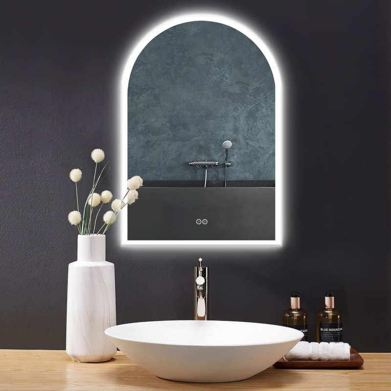 Arch LED Wall Mirror Bathroom Mirror with Defogging with Adjustable Light