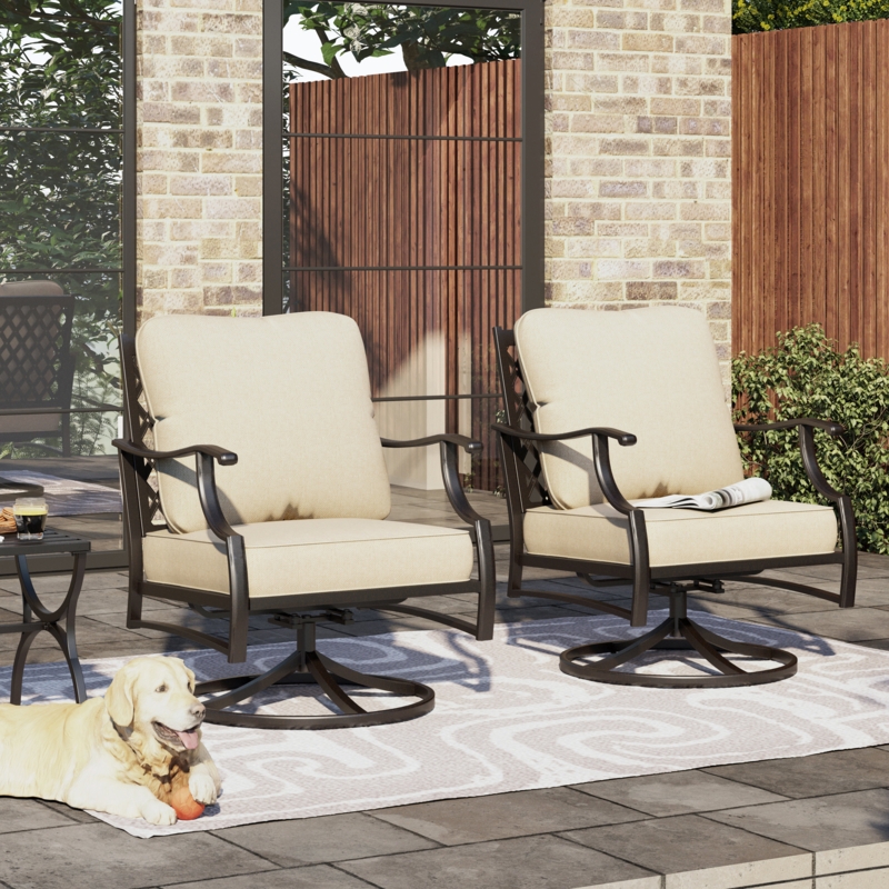Argirios Swivel Recliner Patio Chair with Cushions (Set of 2)
