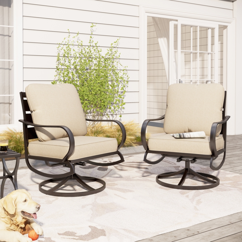 Argirios Swivel Recliner Patio Chair with Cushions(Set of 2)