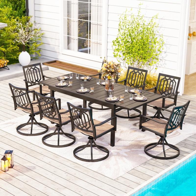 Argyri 8 - Person Rectangular Extendable Outdoor Dining Set