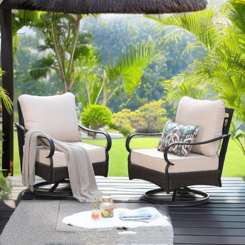 Argyri Swivel Patio Lounge Chairs with Cushions
